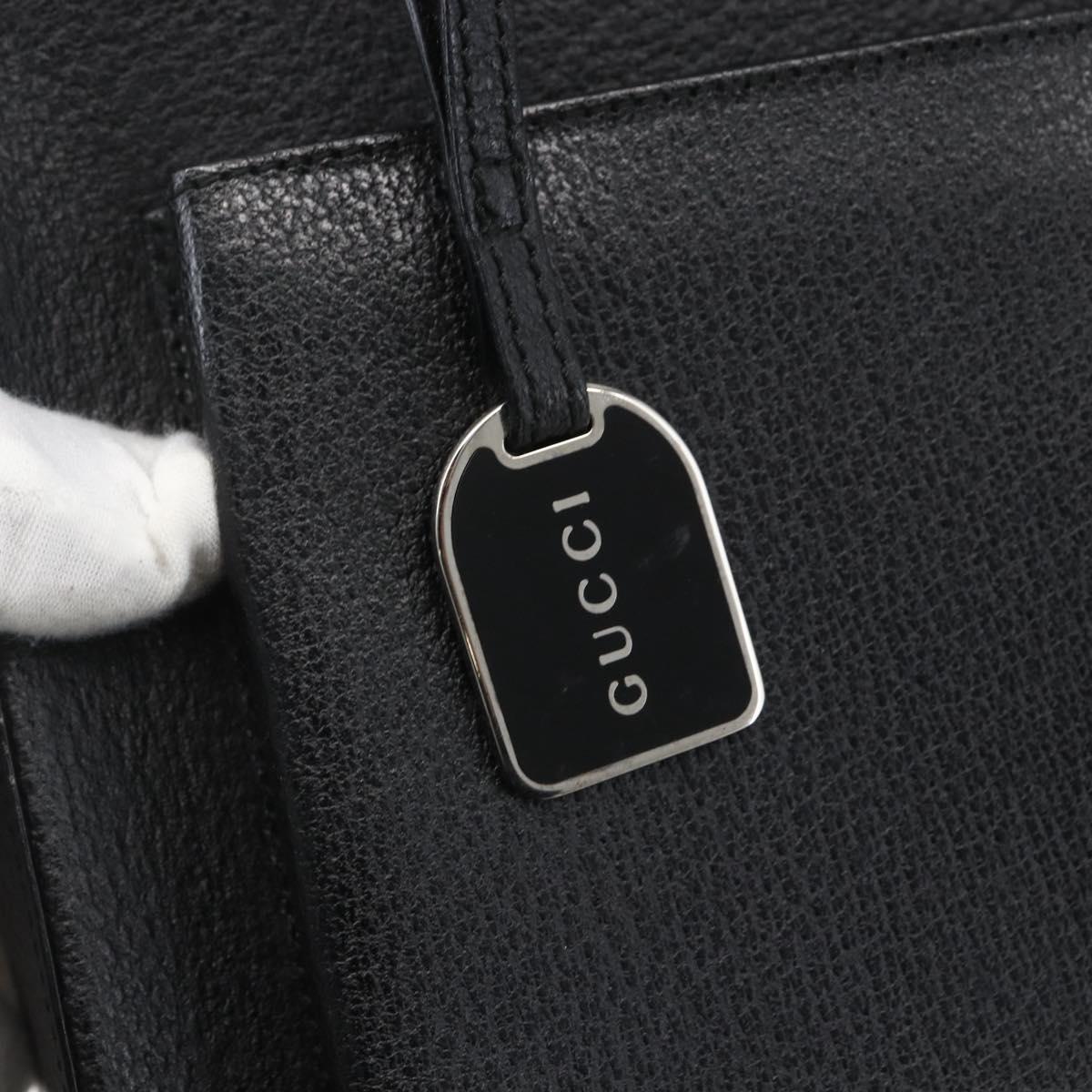 GUCCI Hand Bag Leather 2way Black Silver 002 1118 0463 Auth 151738