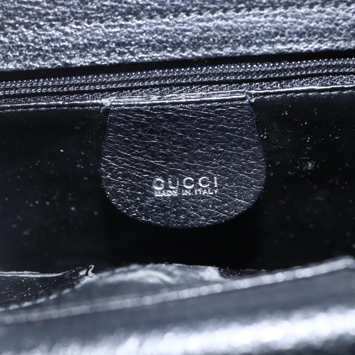 GUCCI Hand Bag Leather 2way Black Silver 002 1118 0463 Auth 151738