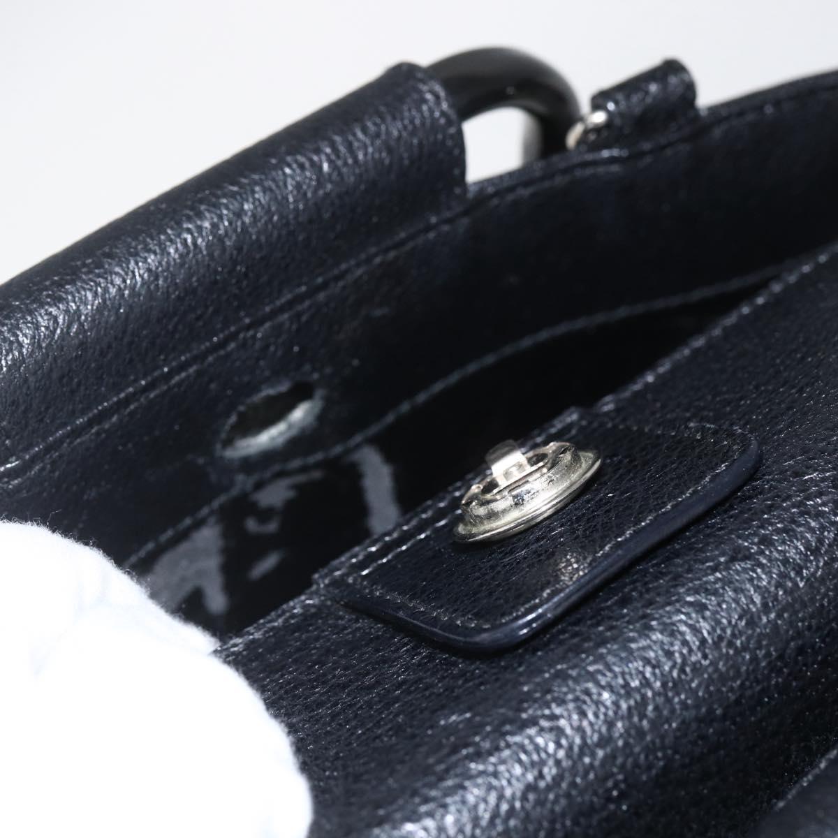 GUCCI Hand Bag Leather 2way Black Silver 002 1118 0463 Auth 151738