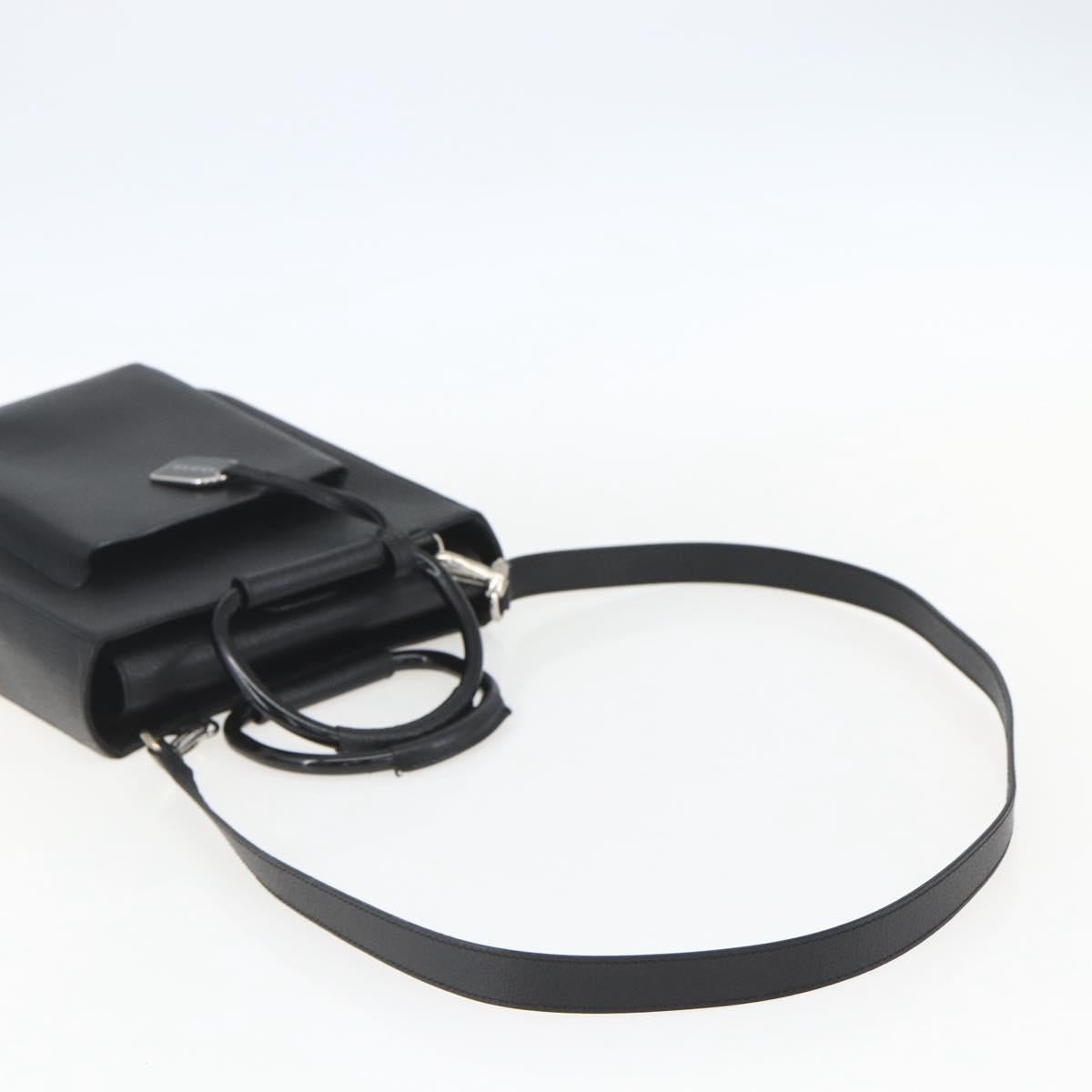 GUCCI Hand Bag Leather 2way Black Silver 002 1118 0463 Auth 151738