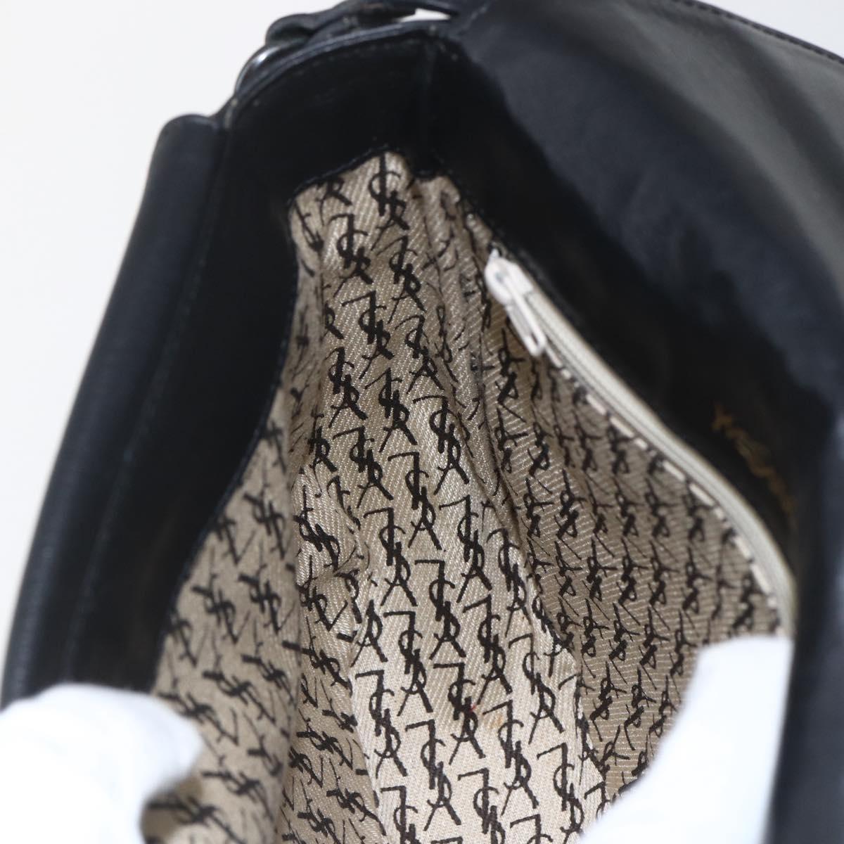 SAINT LAURENT Shoulder Bag Leather Black Auth 151739