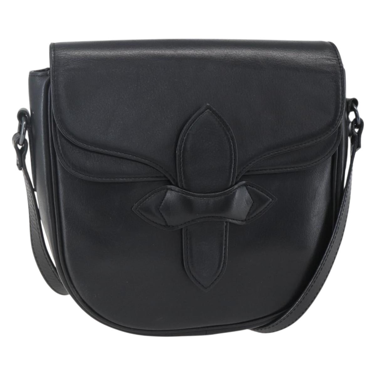 SAINT LAURENT Shoulder Bag Leather Black Auth 151739