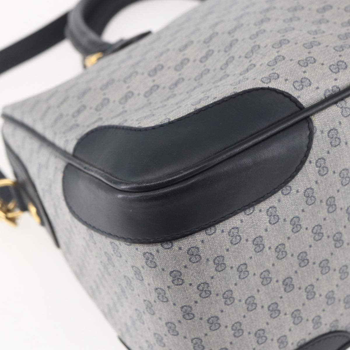 GUCCI Micro GG Supreme Hand Bag PVC 2way Navy Gold 002 122 0033 Auth 151742