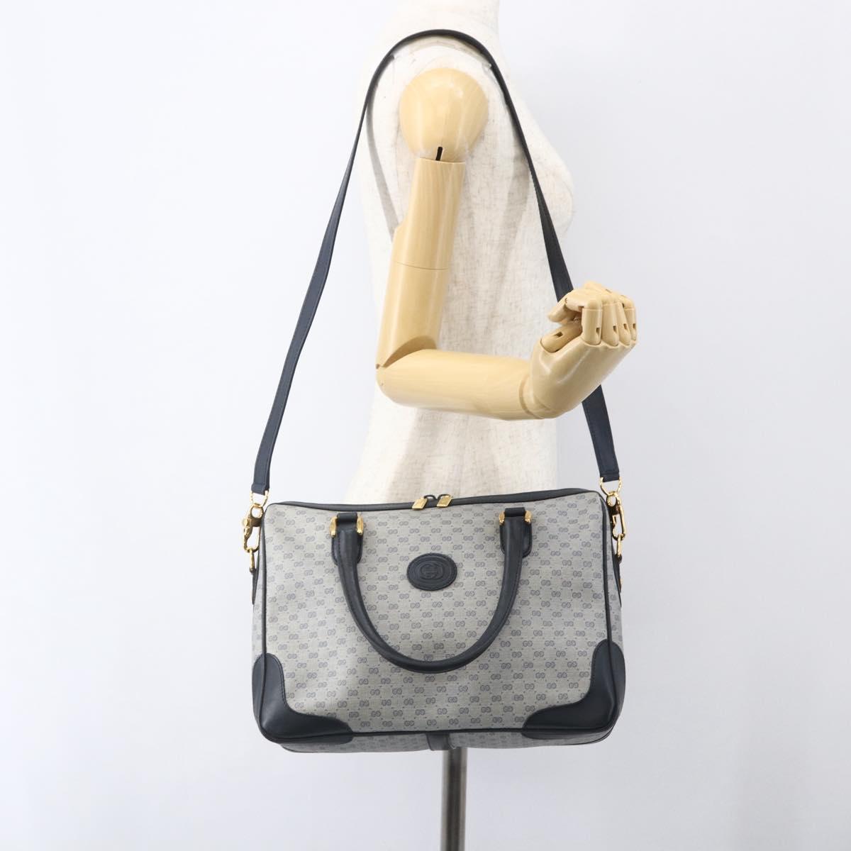 GUCCI Micro GG Supreme Hand Bag PVC 2way Navy Gold 002 122 0033 Auth 151742