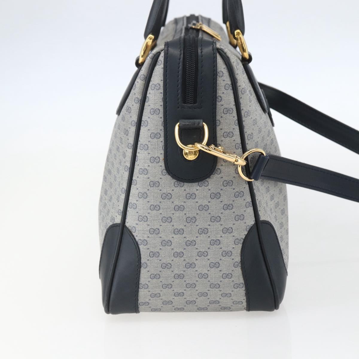 GUCCI Micro GG Supreme Hand Bag PVC 2way Navy Gold 002 122 0033 Auth 151742