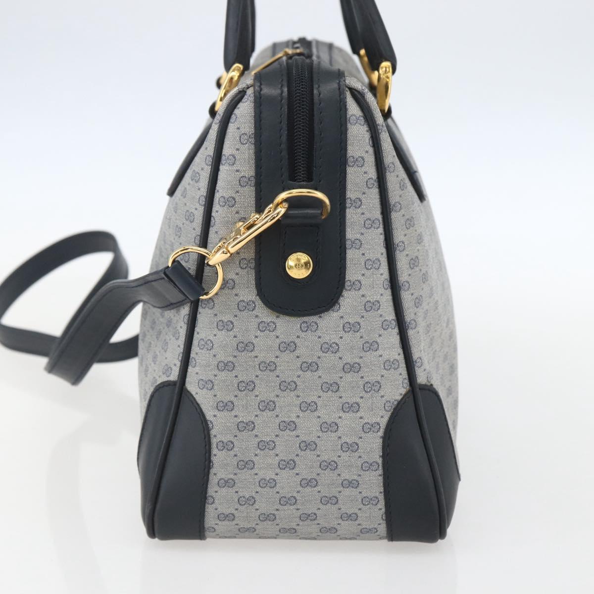 GUCCI Micro GG Supreme Hand Bag PVC 2way Navy Gold 002 122 0033 Auth 151742