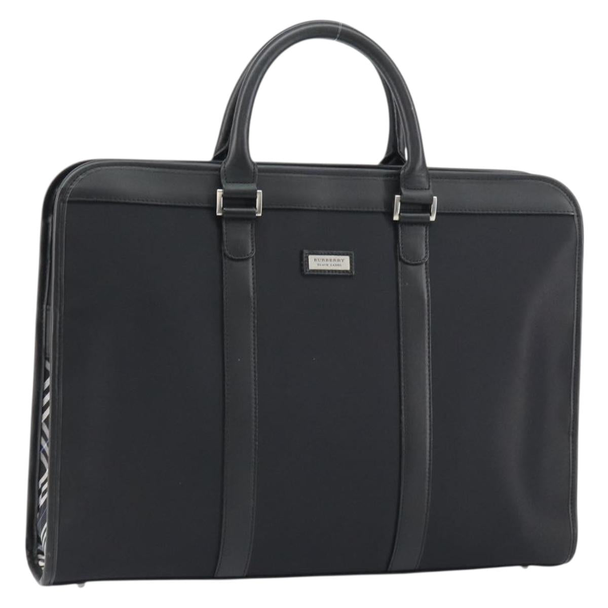 BURBERRY Black label Hand Bag Nylon Black Auth 151745