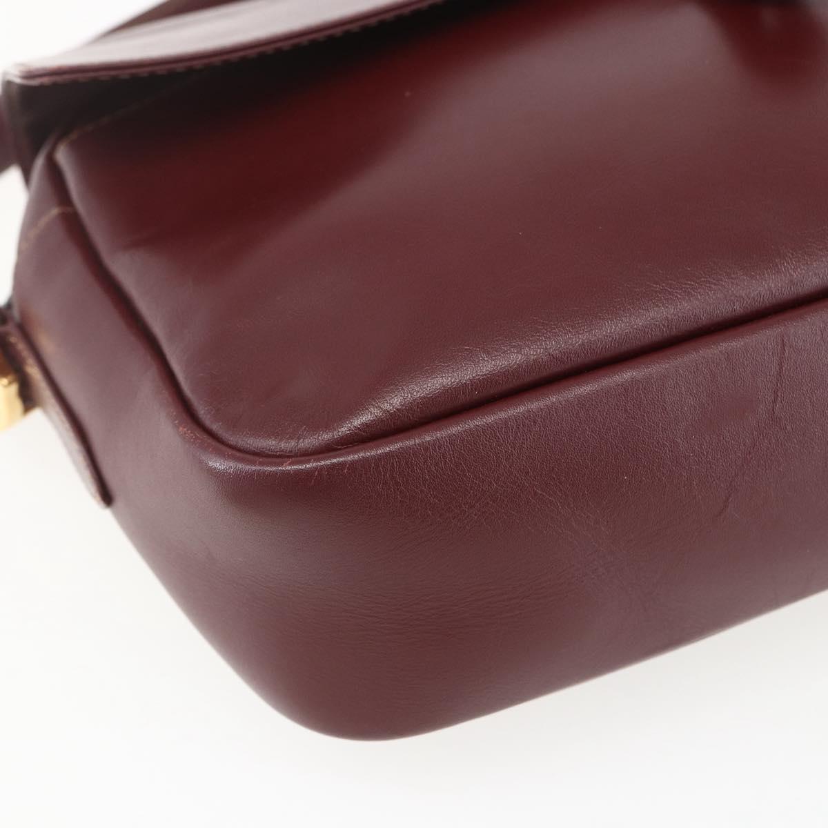 CARTIER Must Line Shoulder Bag Leather Bordeaux Gold Auth 151746