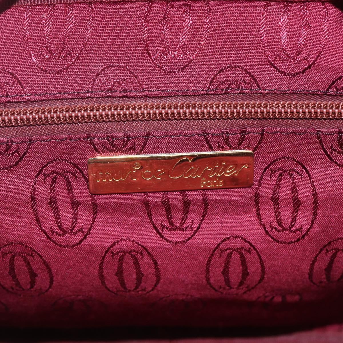 CARTIER Must Line Shoulder Bag Leather Bordeaux Gold Auth 151746