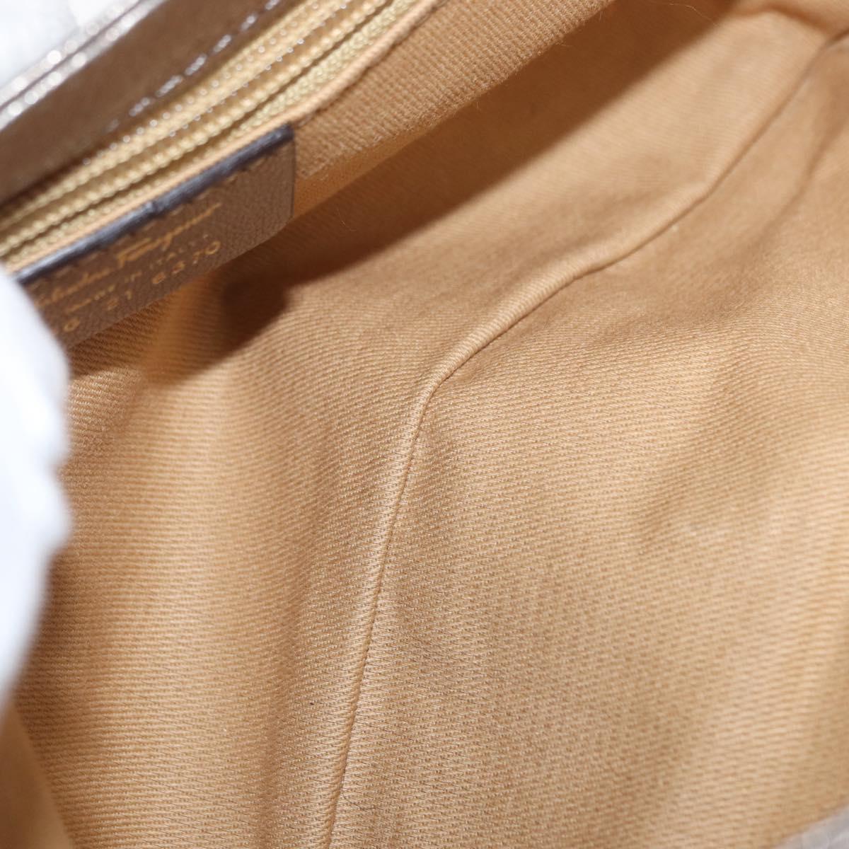 Salvatore Ferragamo Shoulder Bag Leather Silver Auth 151748