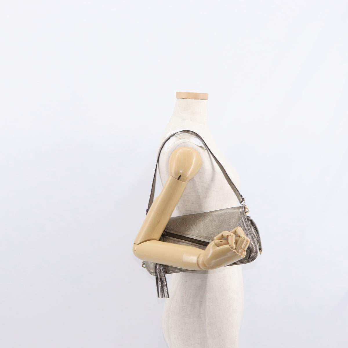 Salvatore Ferragamo Shoulder Bag Leather Silver Auth 151748