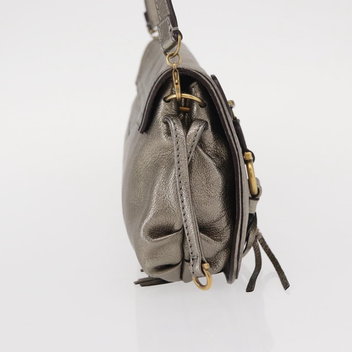 Salvatore Ferragamo Shoulder Bag Leather Silver Auth 151748