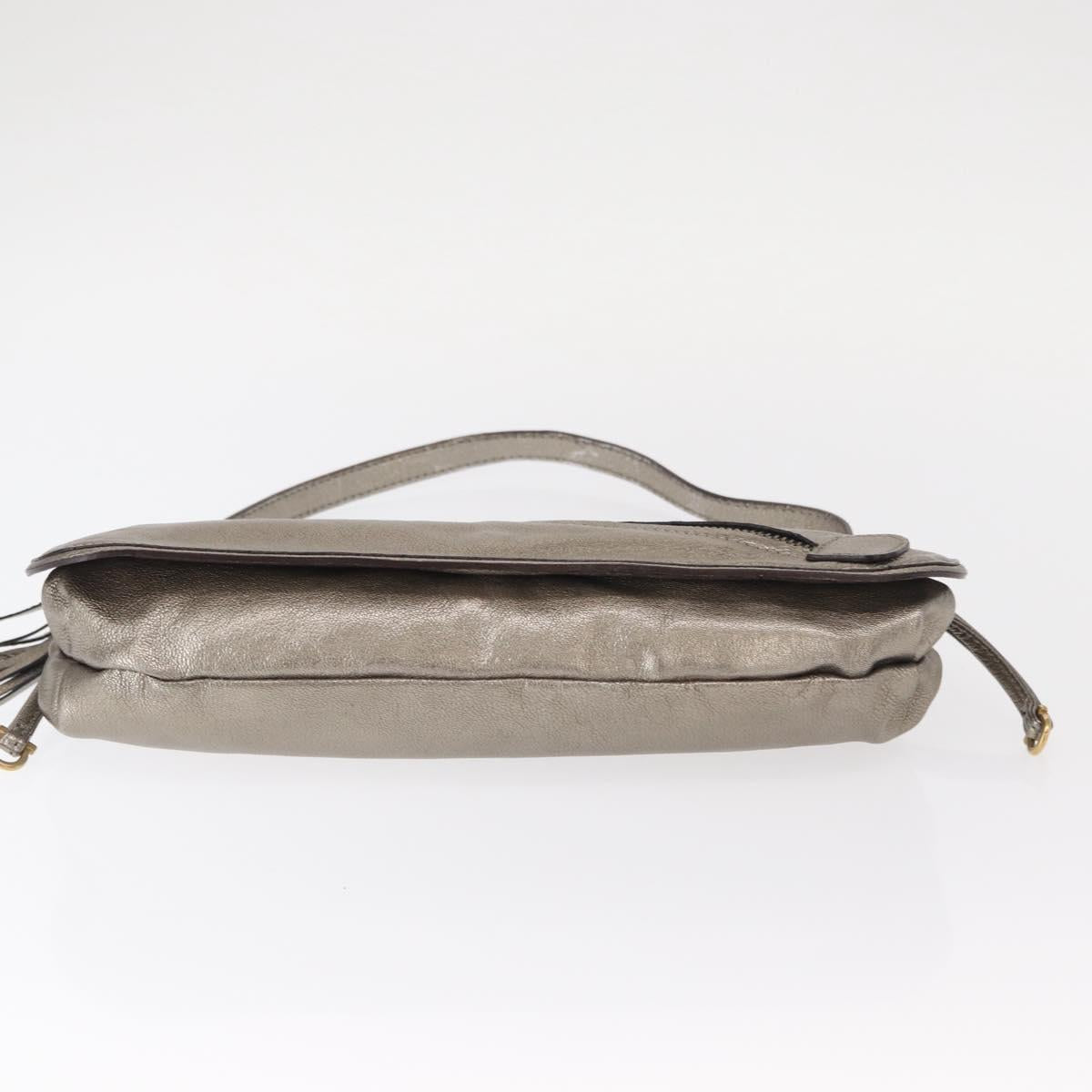Salvatore Ferragamo Shoulder Bag Leather Silver Auth 151748