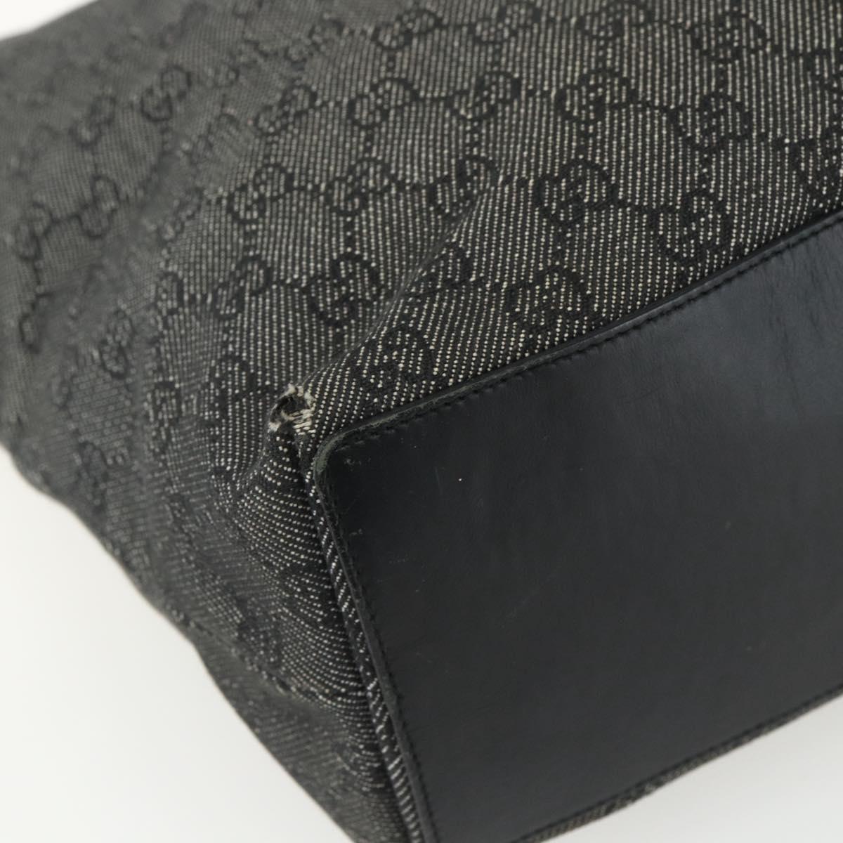 GUCCI GG Canvas Tote Bag Black Silver 31243 Auth 151751