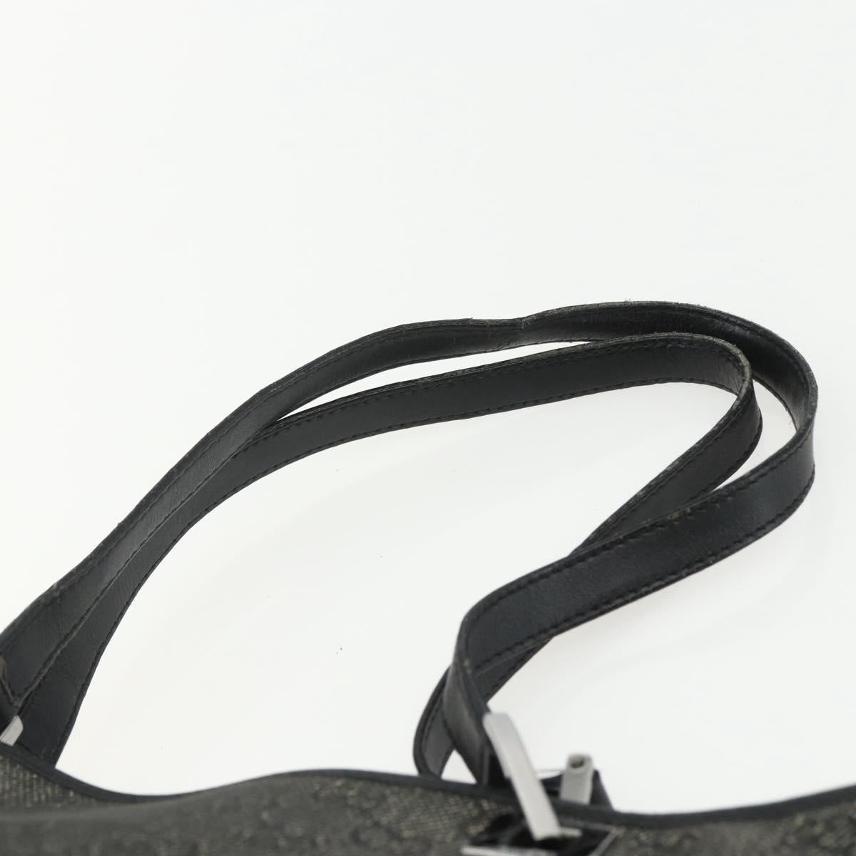 GUCCI GG Canvas Tote Bag Black Silver 31243 Auth 151751