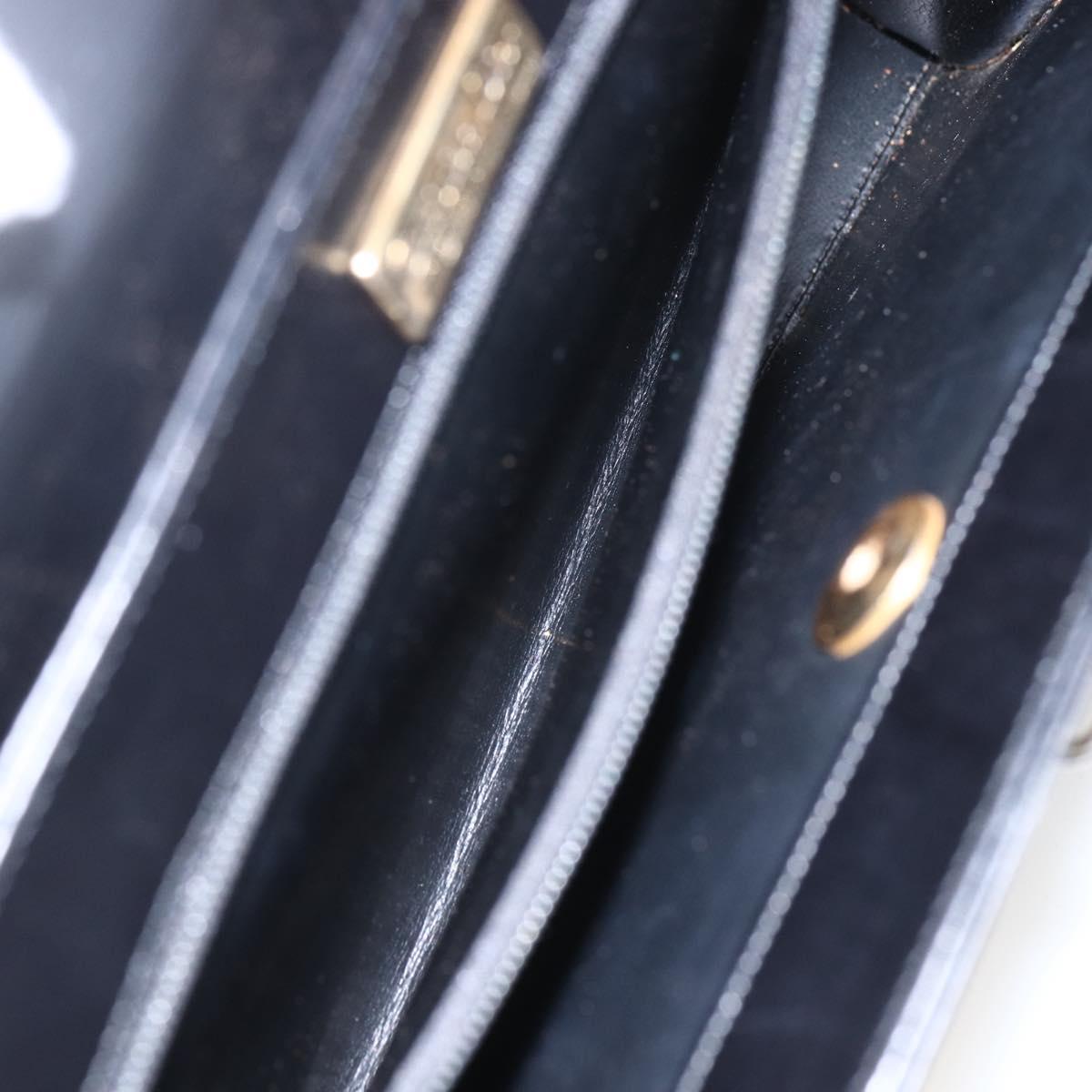 Christian Dior Hand Bag Leather Black Gold Auth 151752