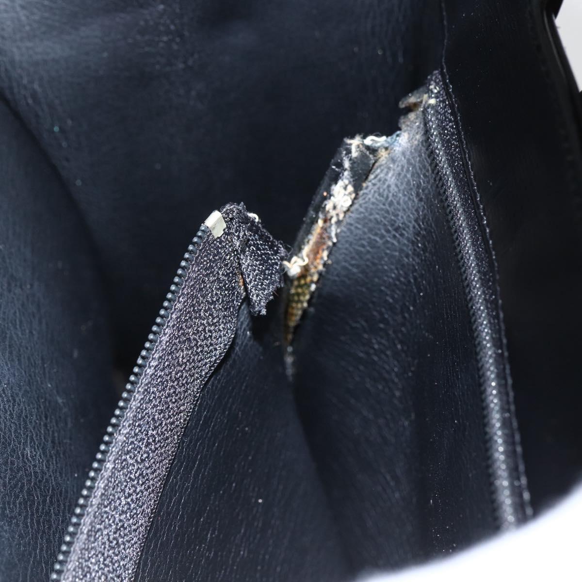 Christian Dior Hand Bag Leather Black Gold Auth 151752