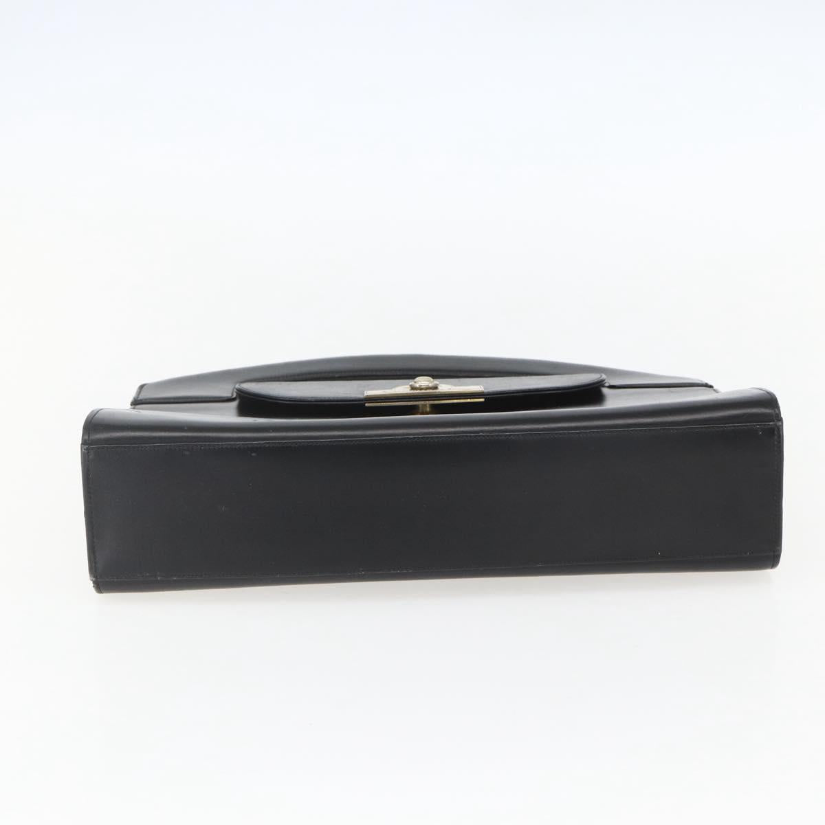 Christian Dior Hand Bag Leather Black Gold Auth 151752