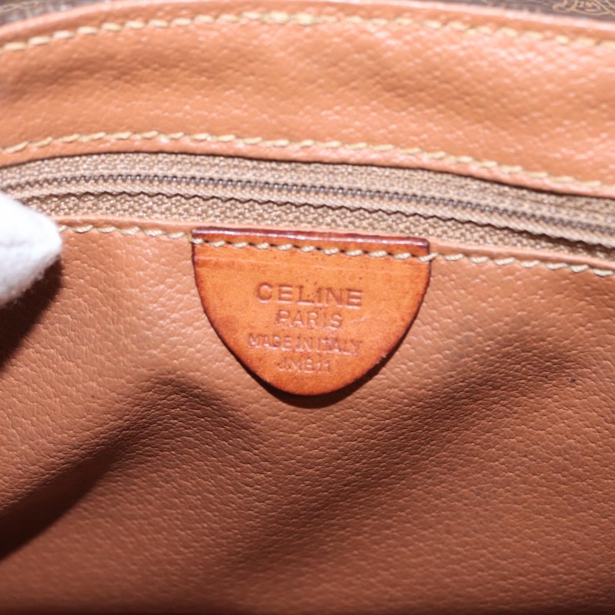 CELINE Macadam Canvas Shoulder Bag PVC Leather Brown Gold Auth 151753