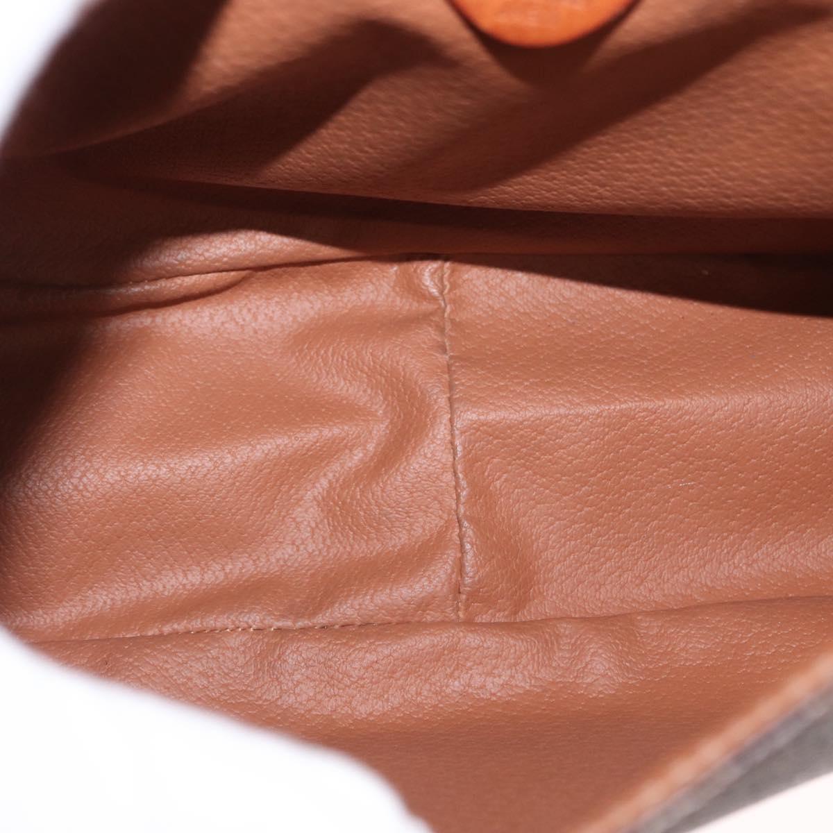 CELINE Macadam Canvas Shoulder Bag PVC Leather Brown Gold Auth 151753