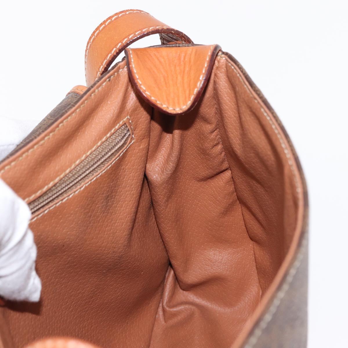 CELINE Macadam Canvas Shoulder Bag PVC Leather Brown Gold Auth 151753