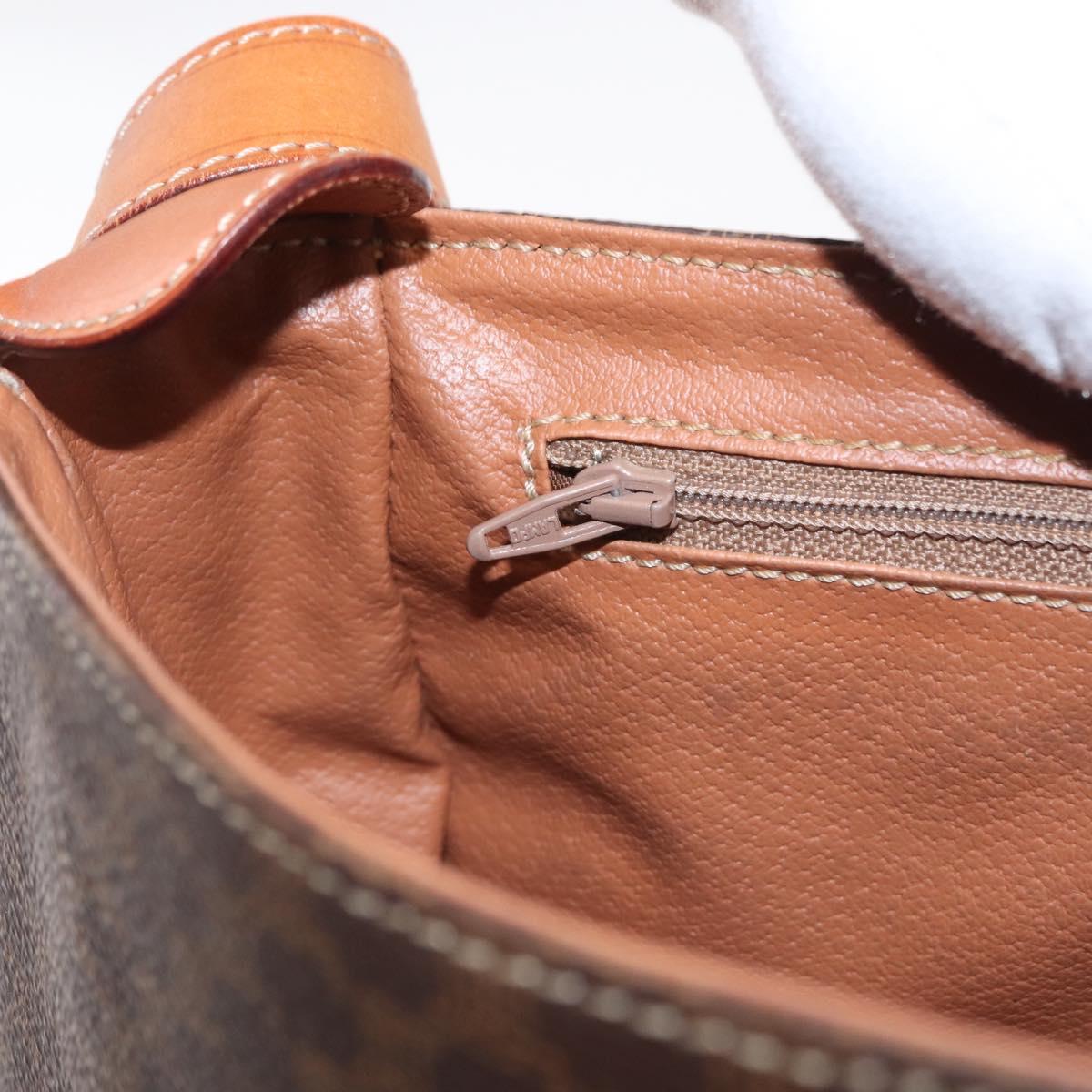 CELINE Macadam Canvas Shoulder Bag PVC Leather Brown Gold Auth 151753