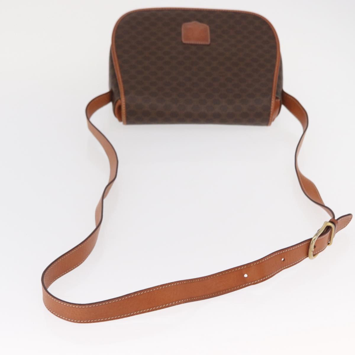 CELINE Macadam Canvas Shoulder Bag PVC Leather Brown Gold Auth 151753