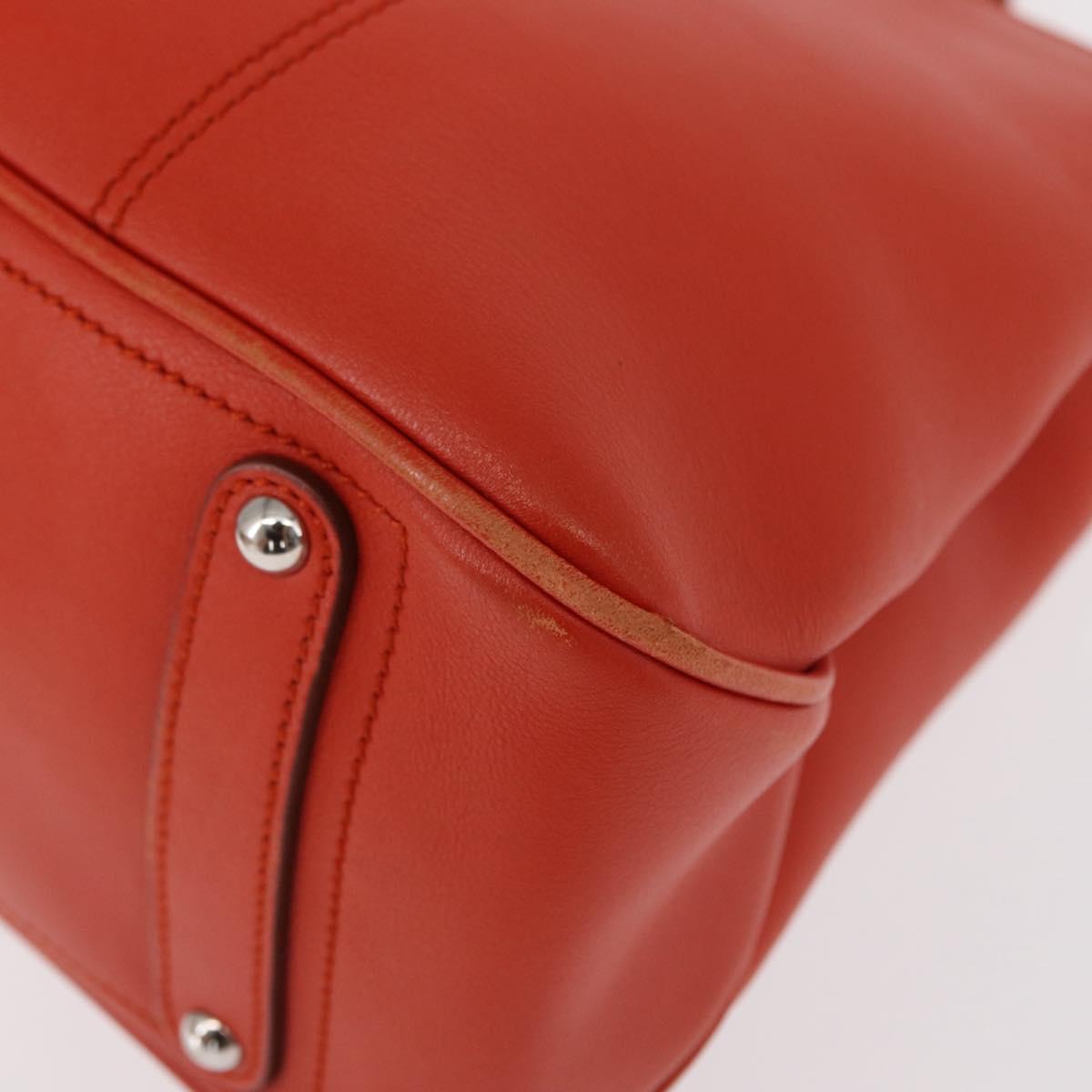 Salvatore Ferragamo Hand Bag Leather Orange Silver Auth 151757