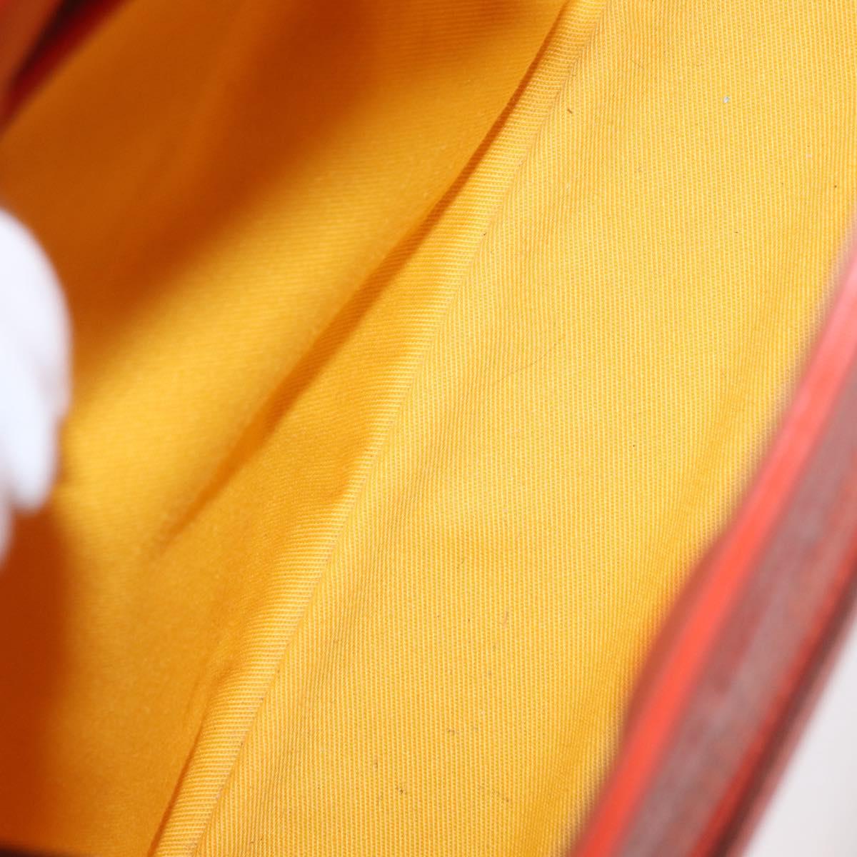 Salvatore Ferragamo Hand Bag Leather Orange Silver Auth 151757