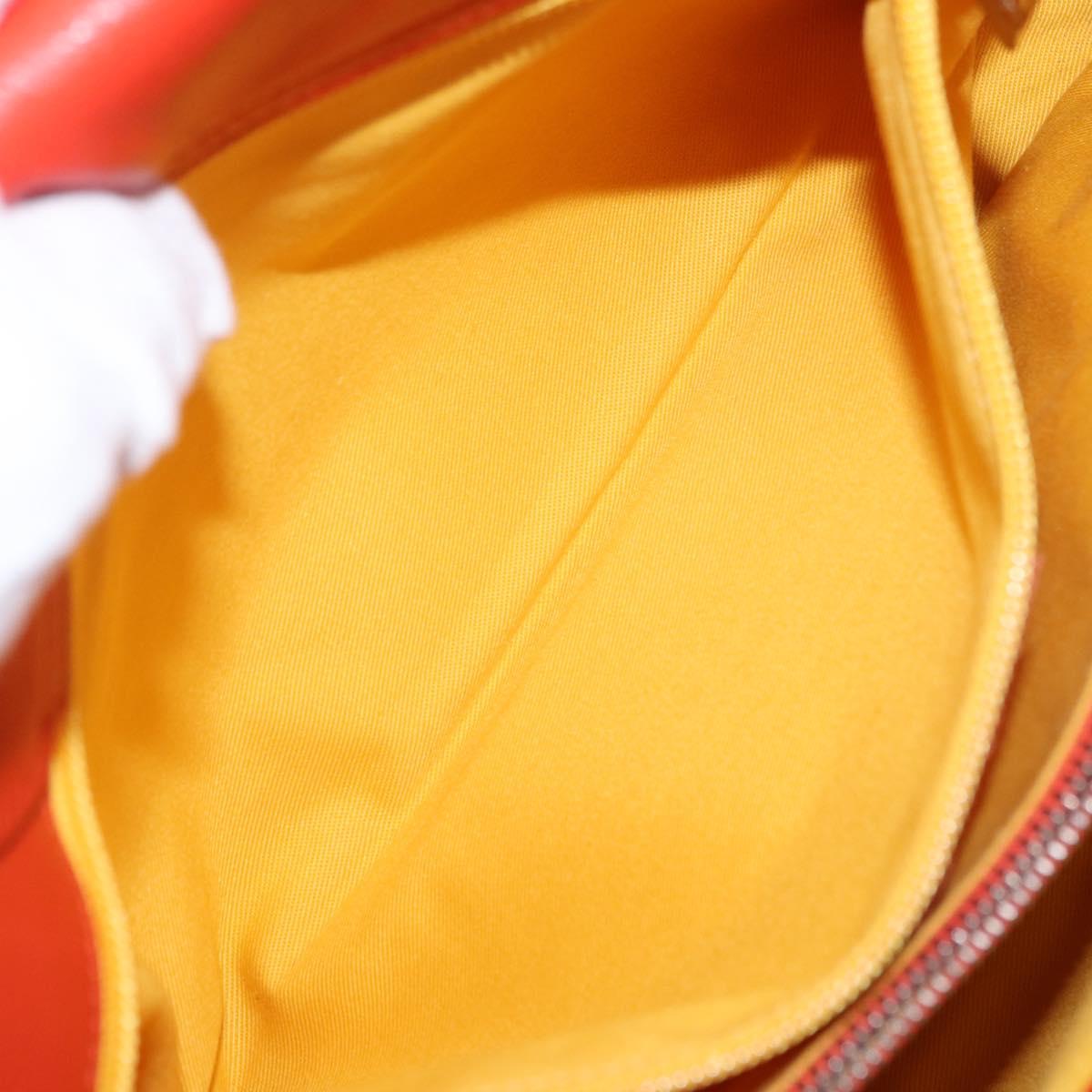 Salvatore Ferragamo Hand Bag Leather Orange Silver Auth 151757