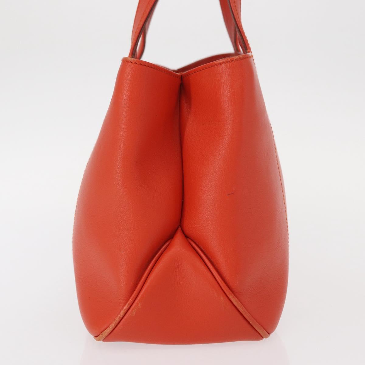 Salvatore Ferragamo Hand Bag Leather Orange Silver Auth 151757