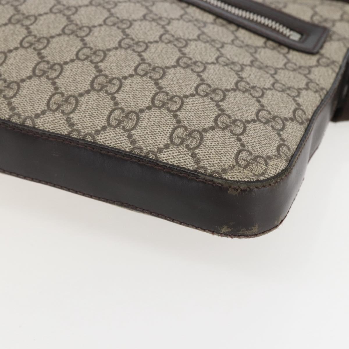 GUCCI GG Supreme Shoulder Bag PVC Leather Beige Silver 406410 Auth 151765