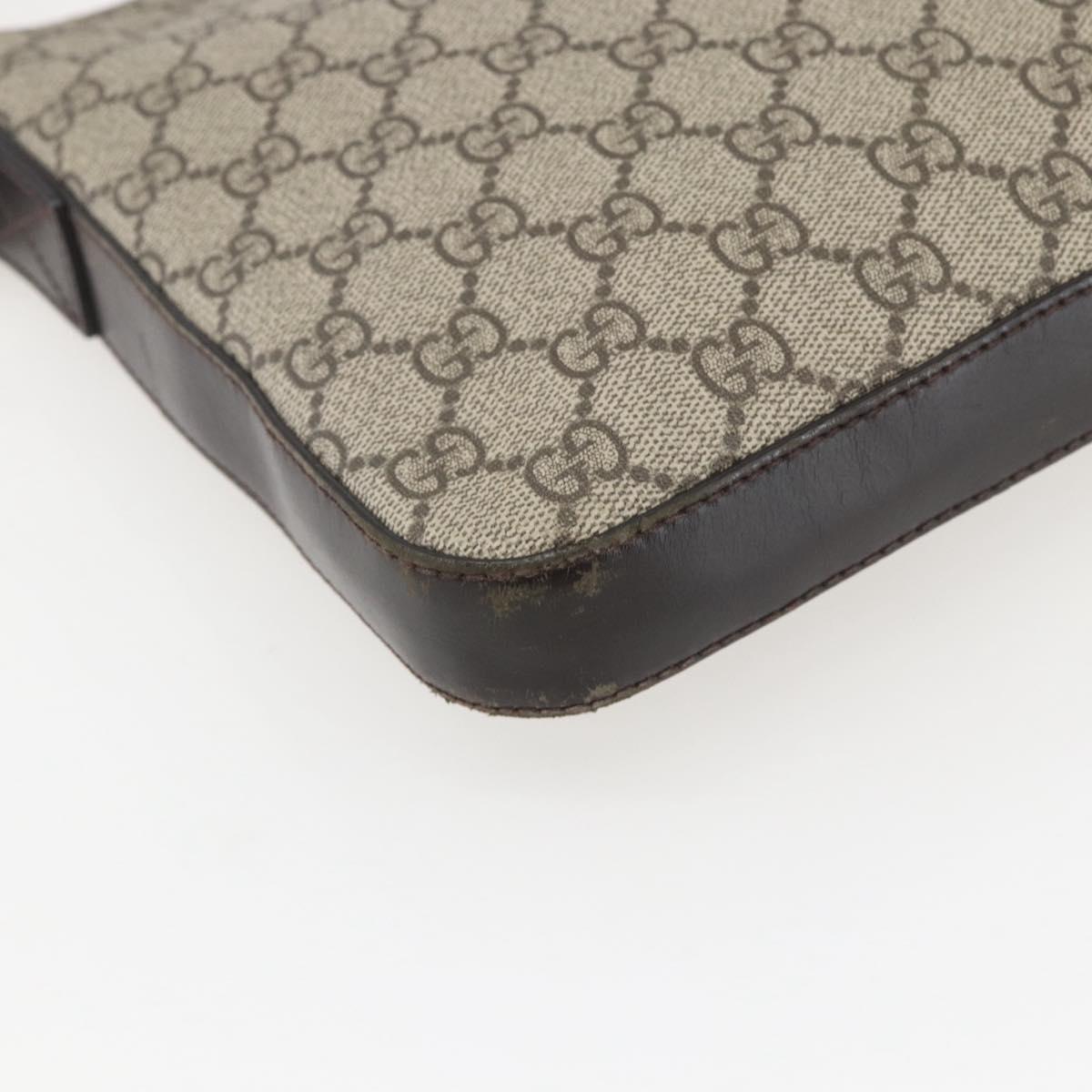 GUCCI GG Supreme Shoulder Bag PVC Leather Beige Silver 406410 Auth 151765