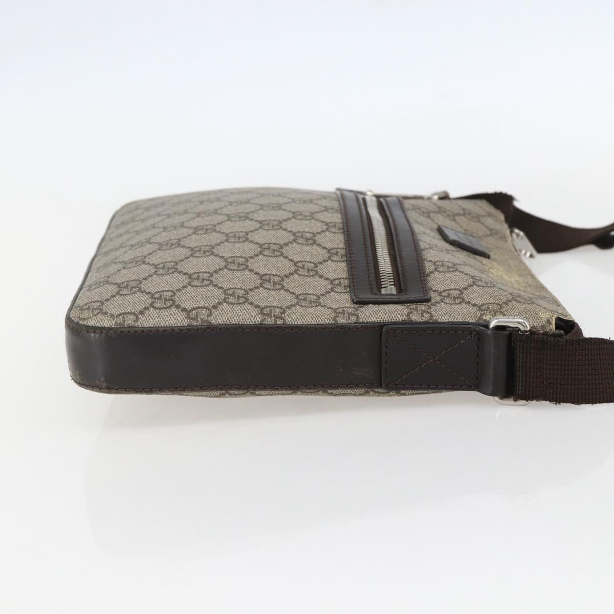 GUCCI GG Supreme Shoulder Bag PVC Leather Beige Silver 406410 Auth 151765