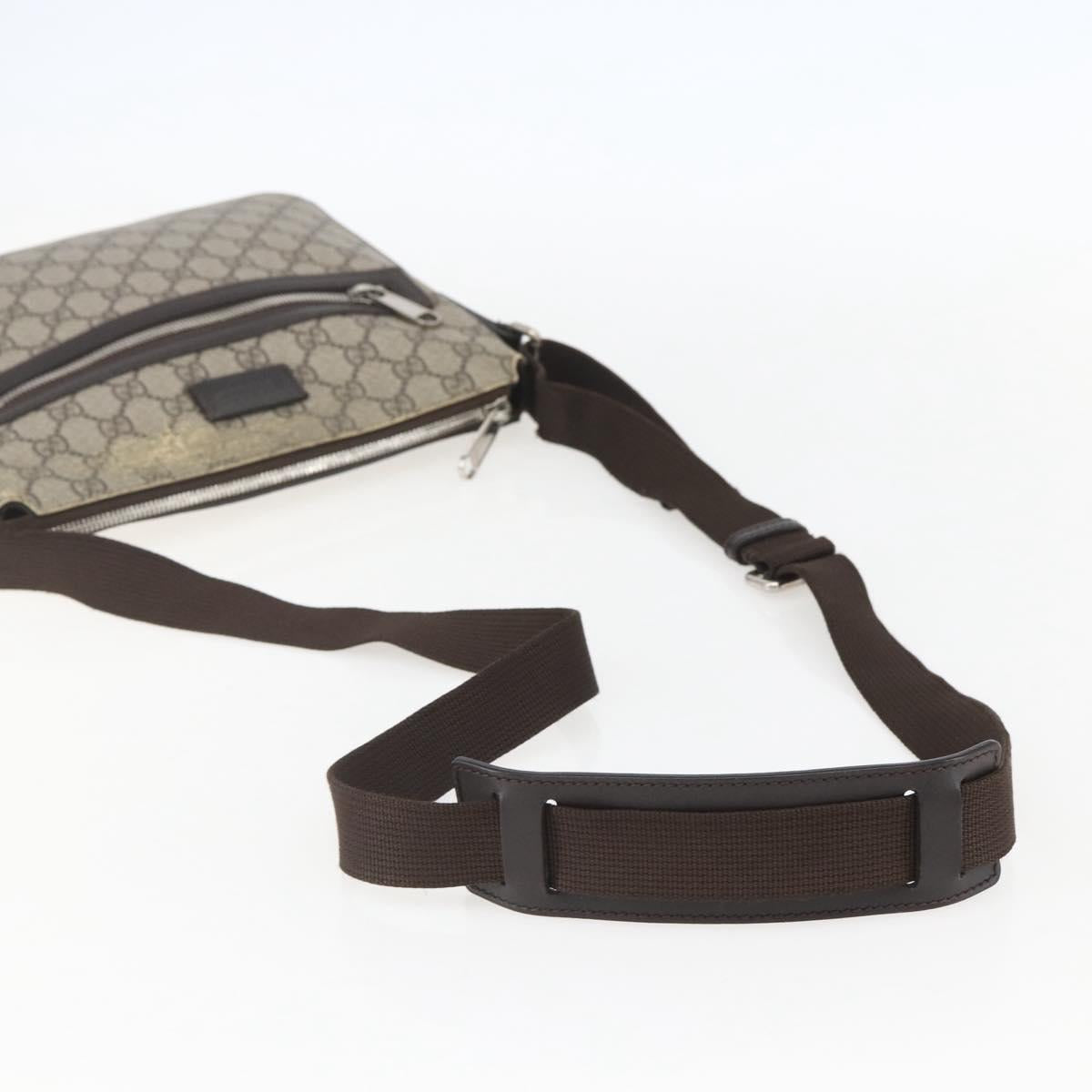 GUCCI GG Supreme Shoulder Bag PVC Leather Beige Silver 406410 Auth 151765