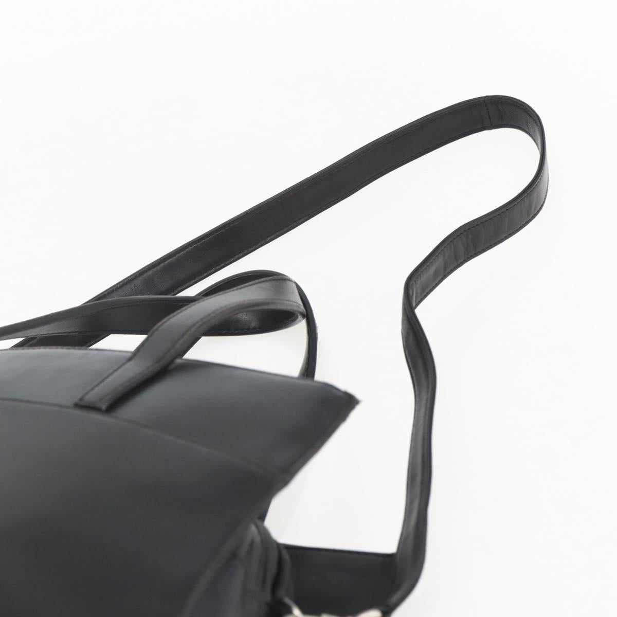 LOEWE Hand Bag Leather 2way Black Silver Auth 151766