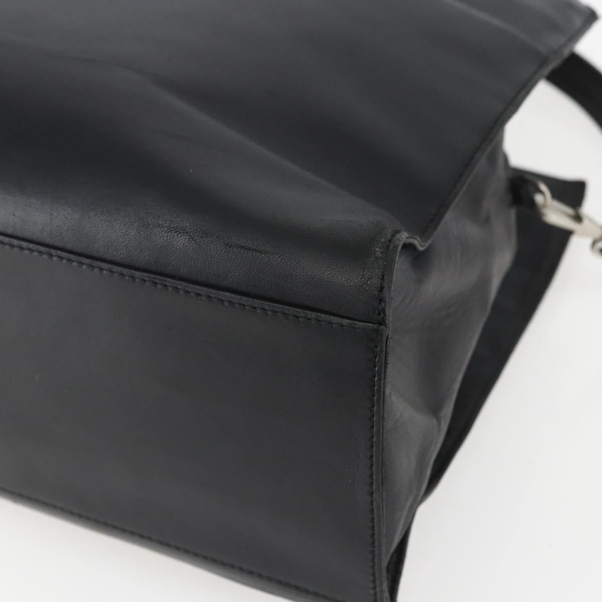 LOEWE Hand Bag Leather 2way Black Silver Auth 151766