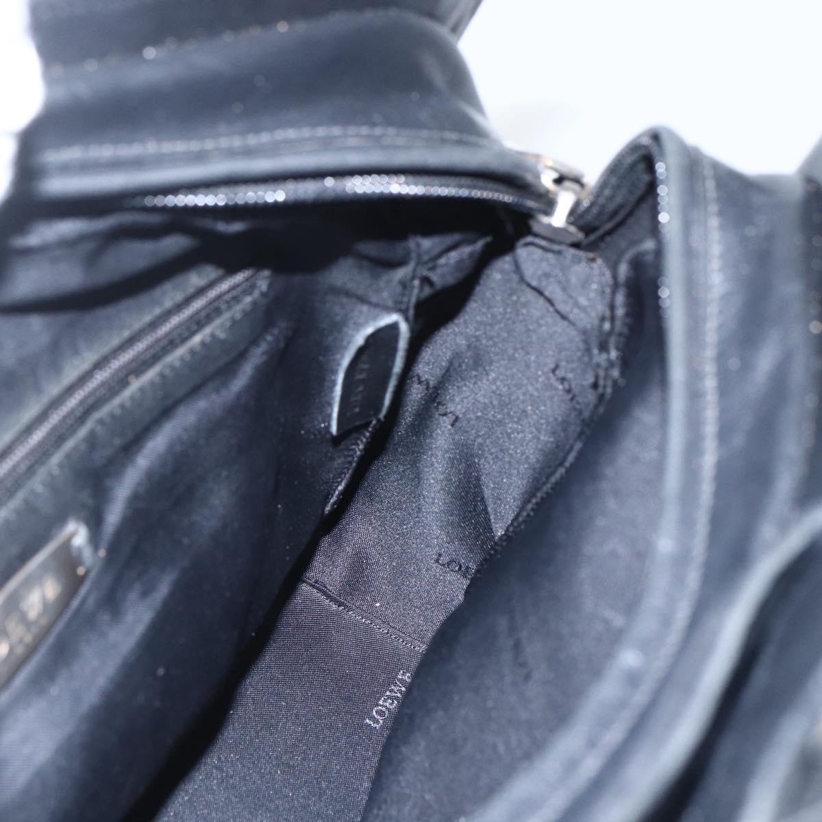 LOEWE Hand Bag Leather 2way Black Silver Auth 151766