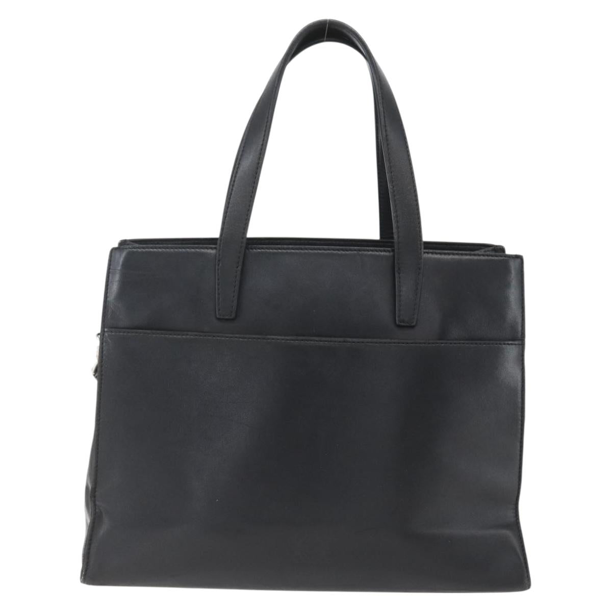 LOEWE Hand Bag Leather 2way Black Silver Auth 151766