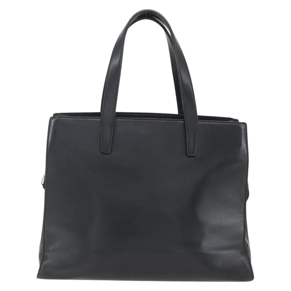 LOEWE Hand Bag Leather 2way Black Silver Auth 151766