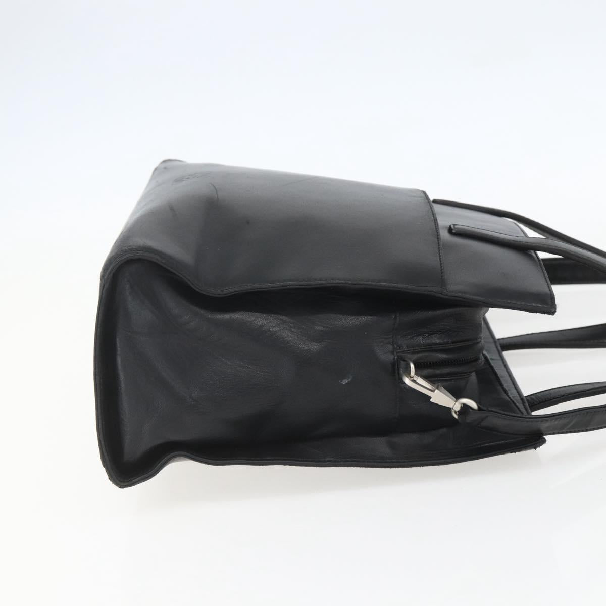 LOEWE Hand Bag Leather 2way Black Silver Auth 151766