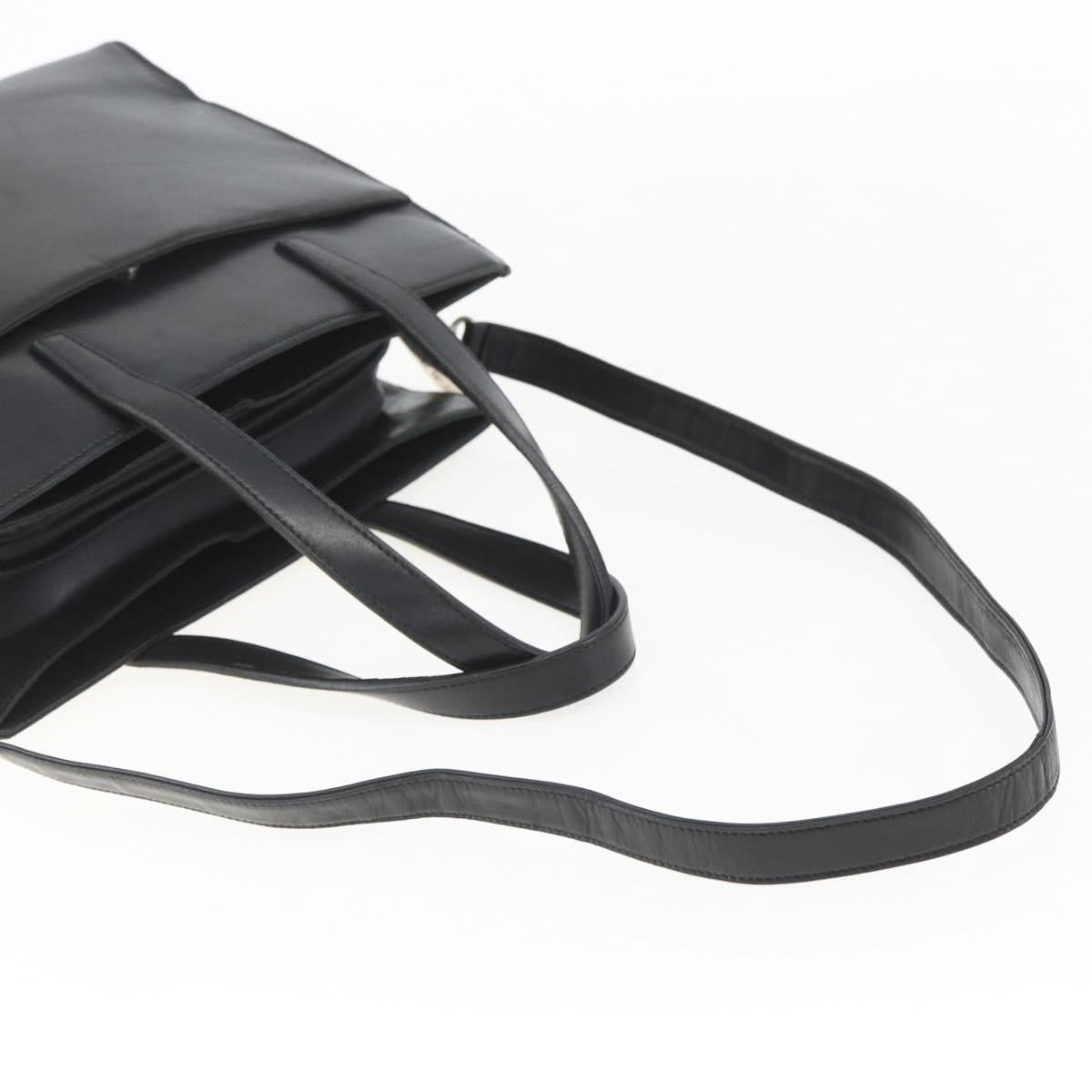 LOEWE Hand Bag Leather 2way Black Silver Auth 151766
