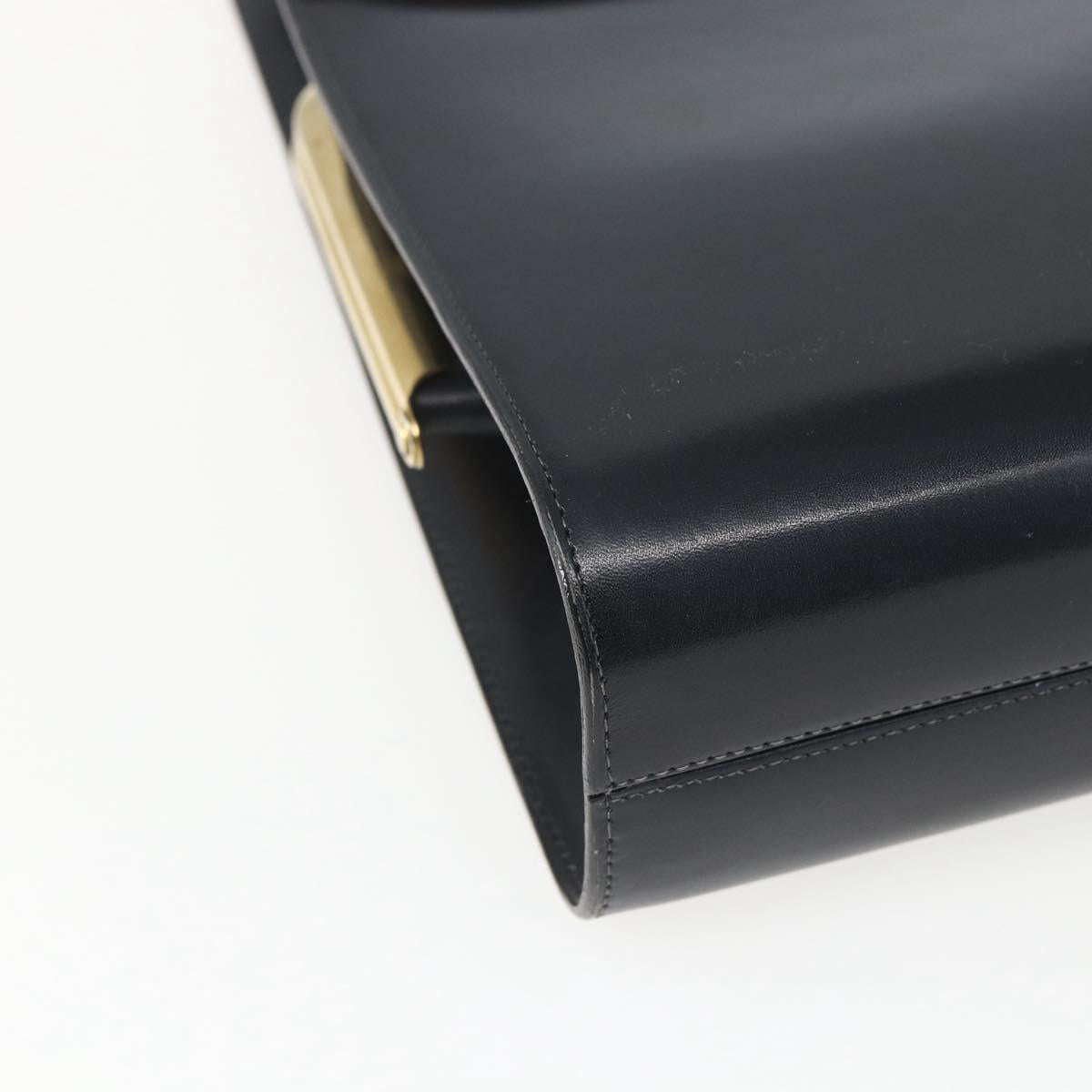 Christian Dior Hand Bag Leather 2way Black Gold Auth 151767V