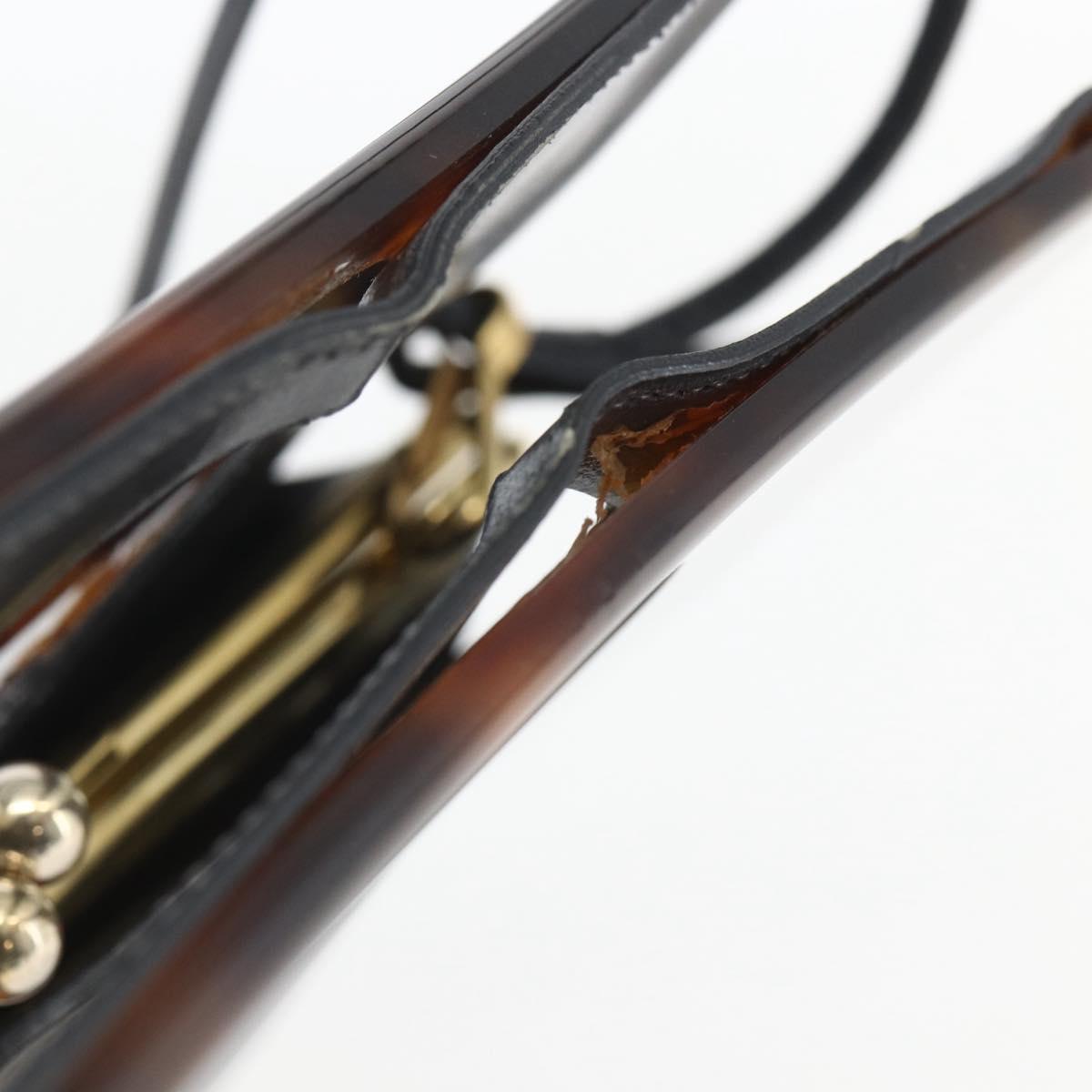 Christian Dior Hand Bag Leather 2way Black Gold Auth 151767V