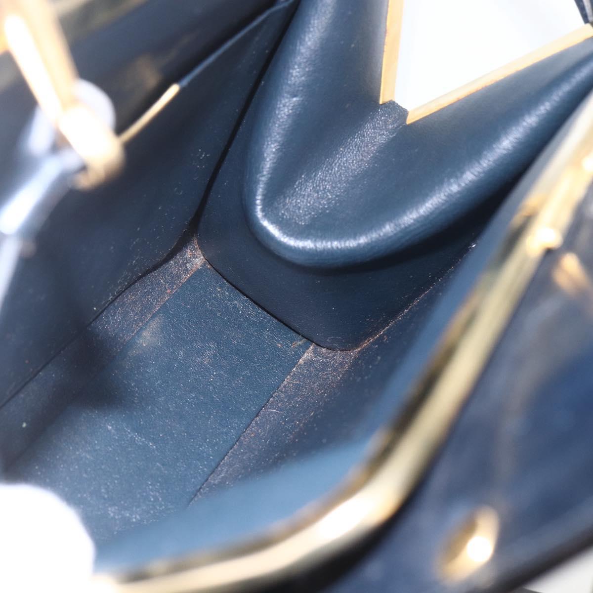 Christian Dior Hand Bag Leather 2way Black Gold Auth 151767V