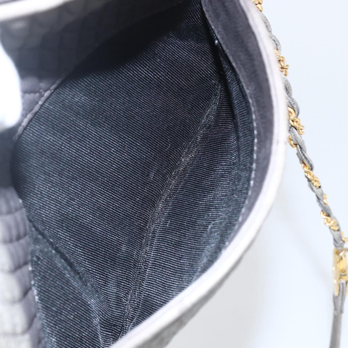 BALLY Shoulder Bag Leather Gray Gold Auth 151768