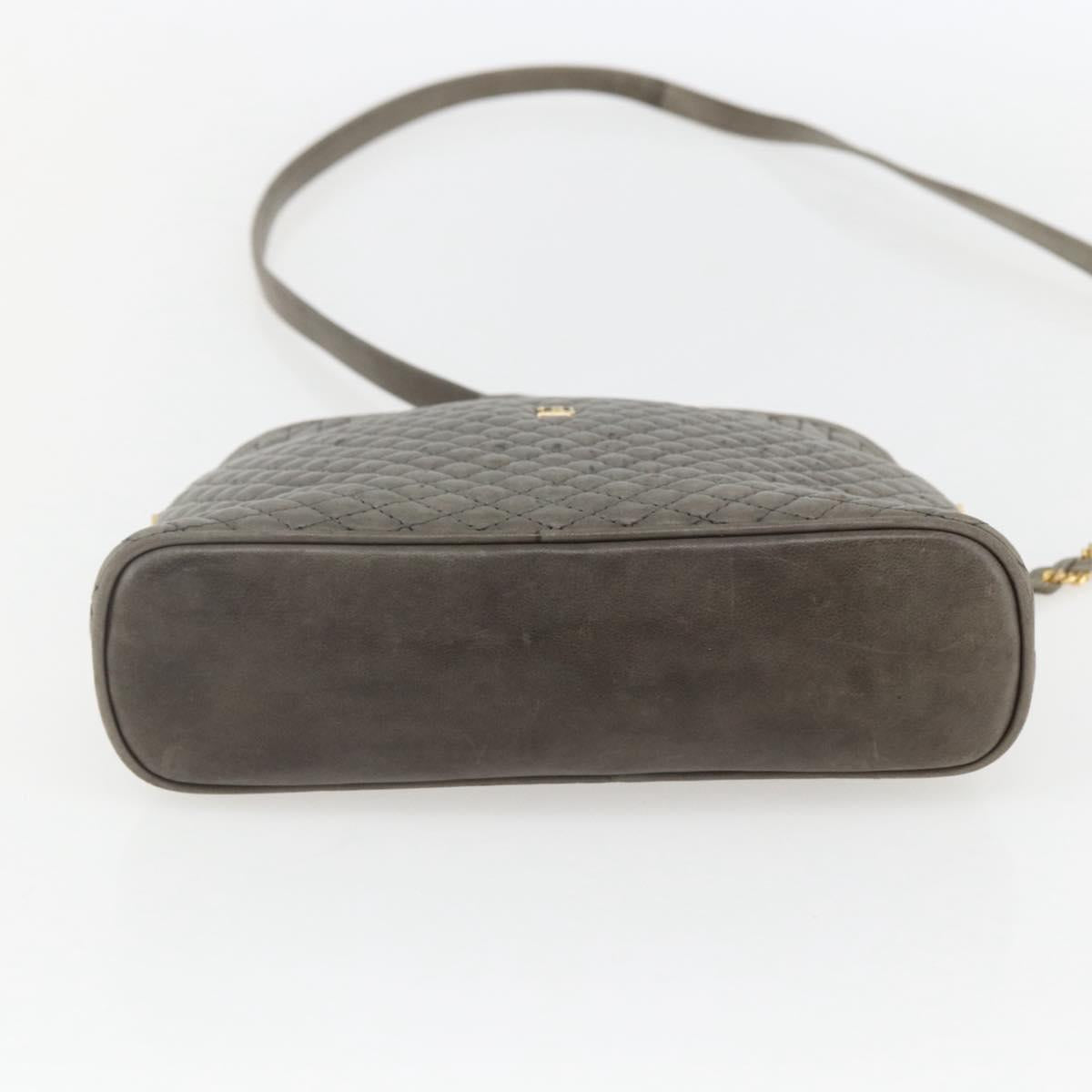 BALLY Shoulder Bag Leather Gray Gold Auth 151768
