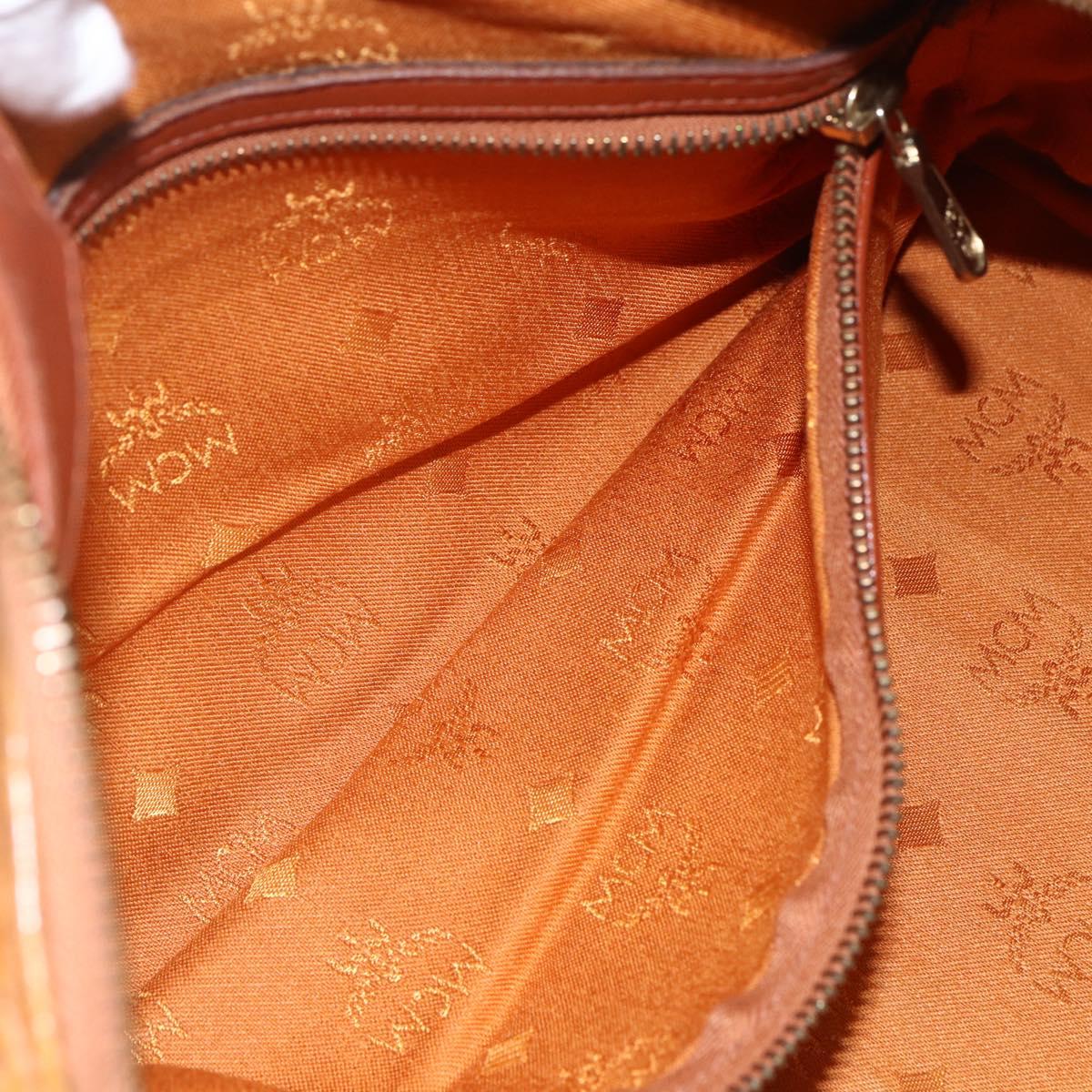 MCM Logogram Vicetos Mini Boston Bag PVC Leather Brown Gold Auth 151771