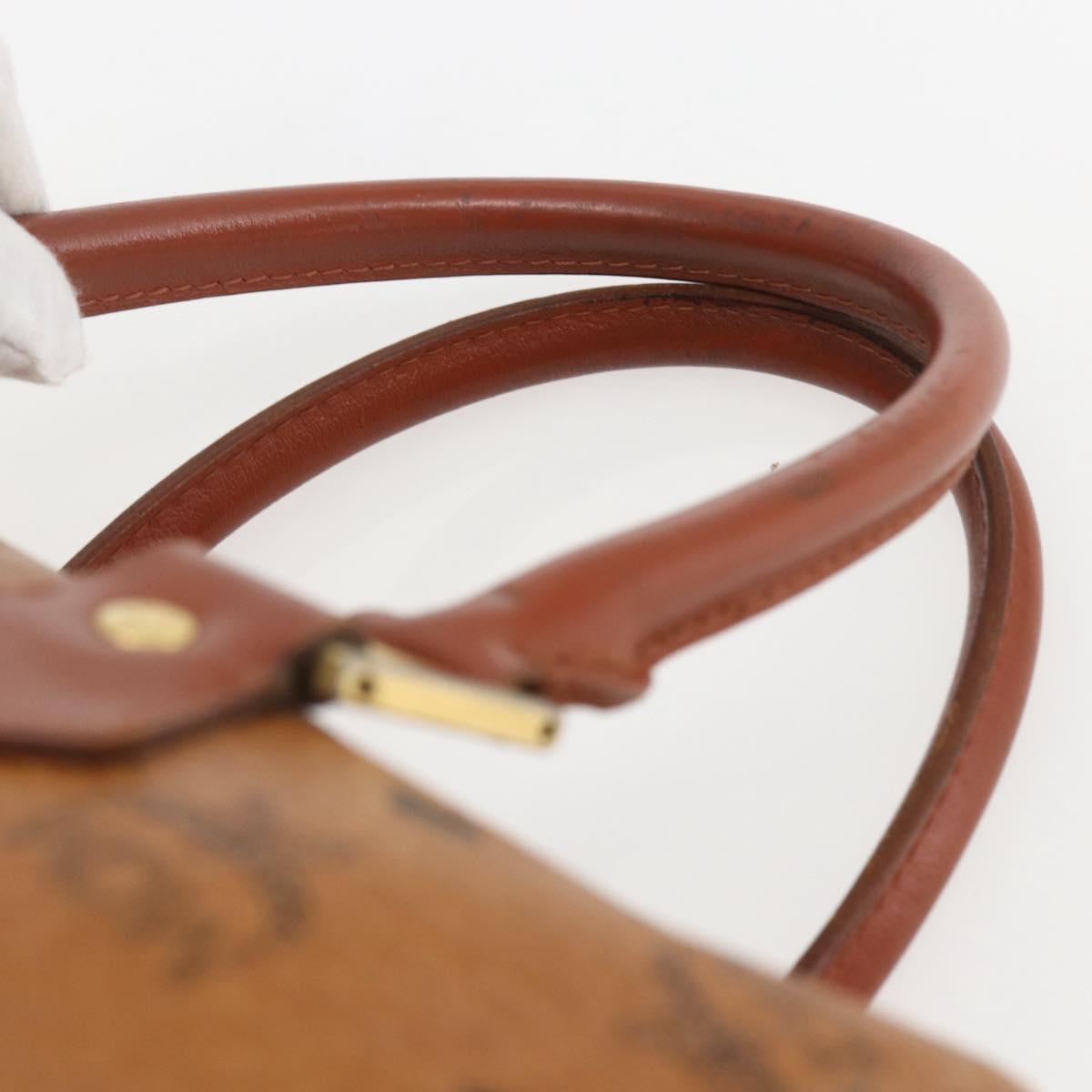 MCM Logogram Vicetos Mini Boston Bag PVC Leather Brown Gold Auth 151771