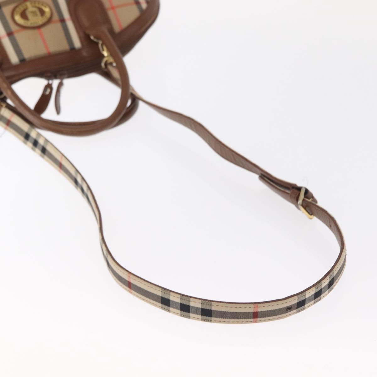 Burberrys Nova Check Hand Bag Canvas 2way Beige Auth 151772